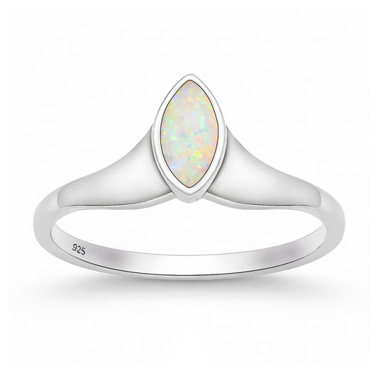 Silver Lab Opal Ring - Marquise