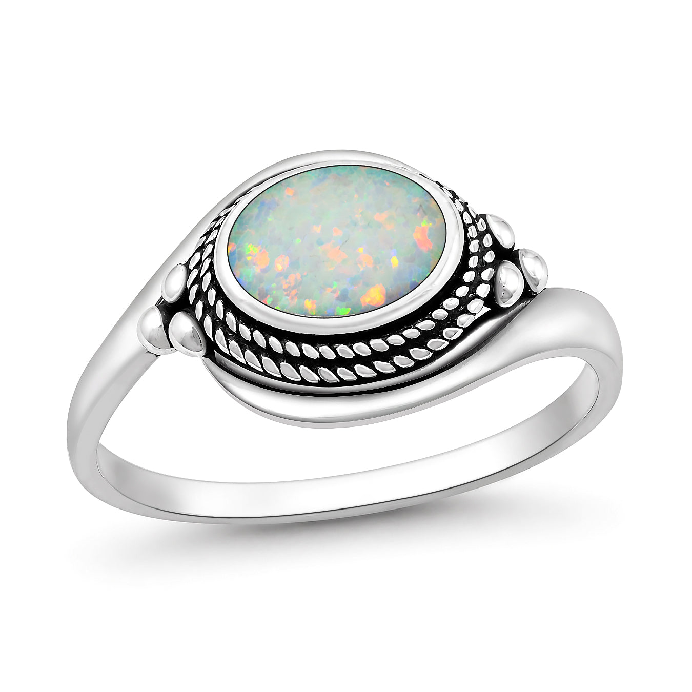 Silver Lab Opal Ring - Oval