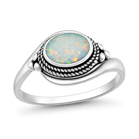 Silver Lab Opal Ring - Oval