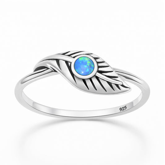 Silver Lab Opal Ring - Feather