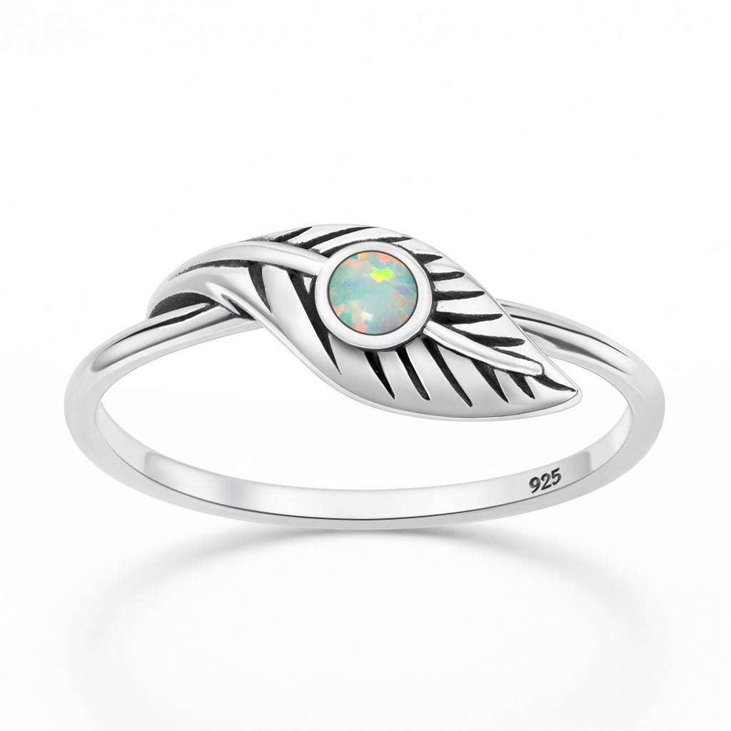 Silver Lab Opal Ring - Feather