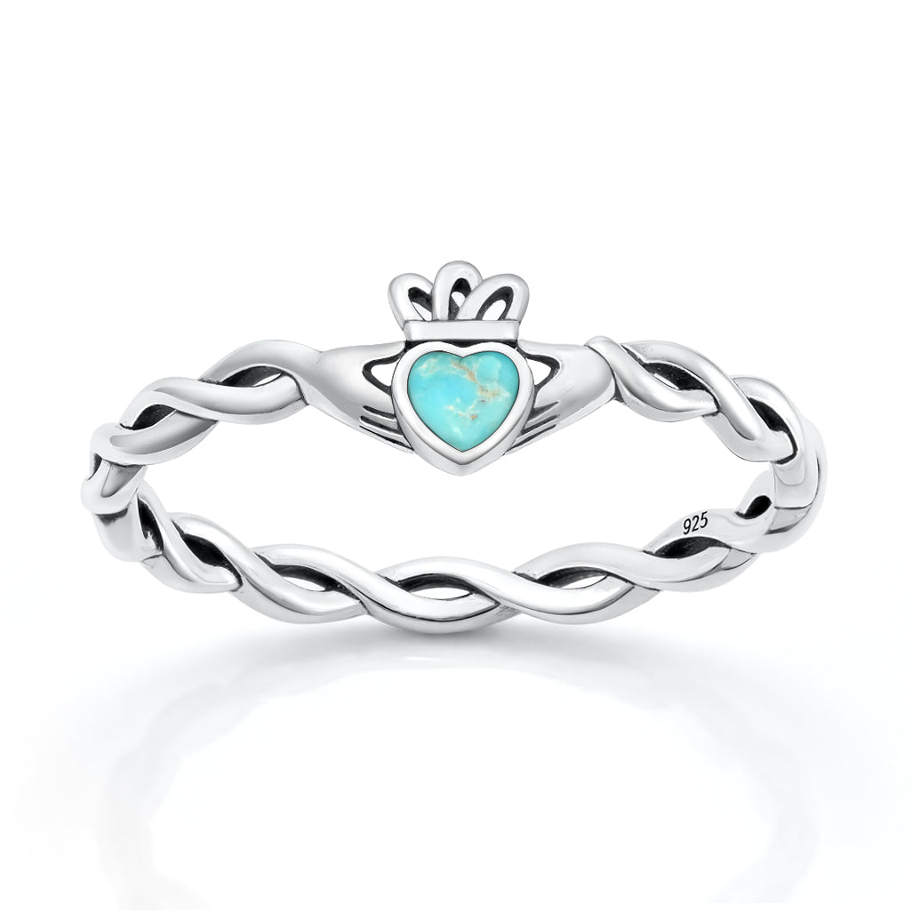 Silver Stone Ring - Claddagh