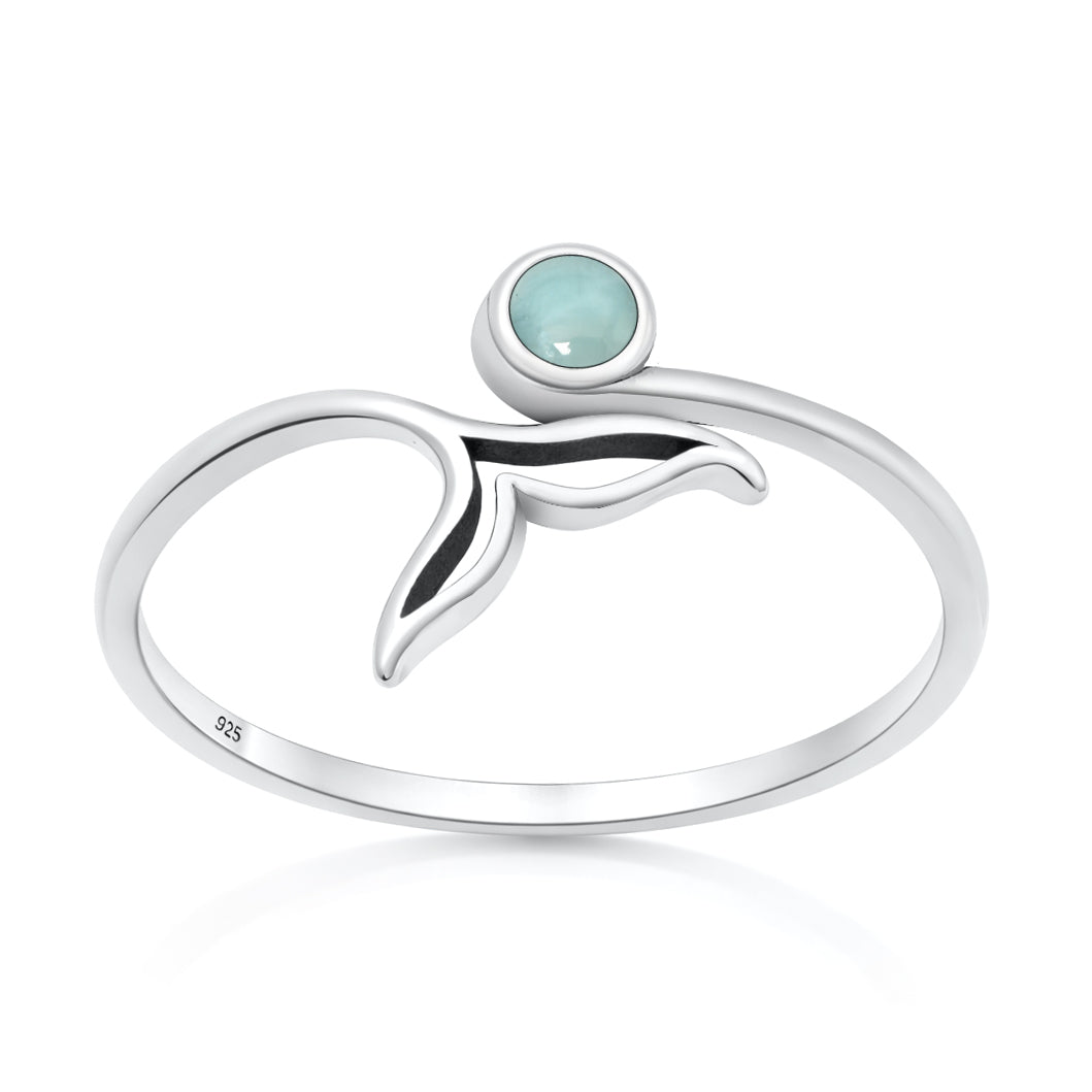 Silver Stone Ring - Whale Tail