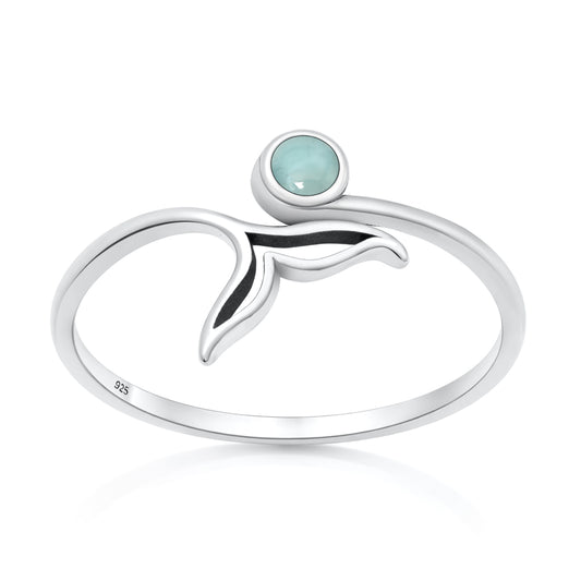 Silver Stone Ring - Whale Tail