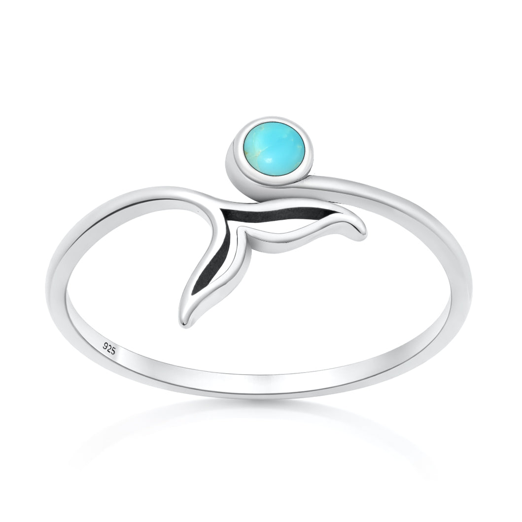 Silver Stone Ring - Whale Tail