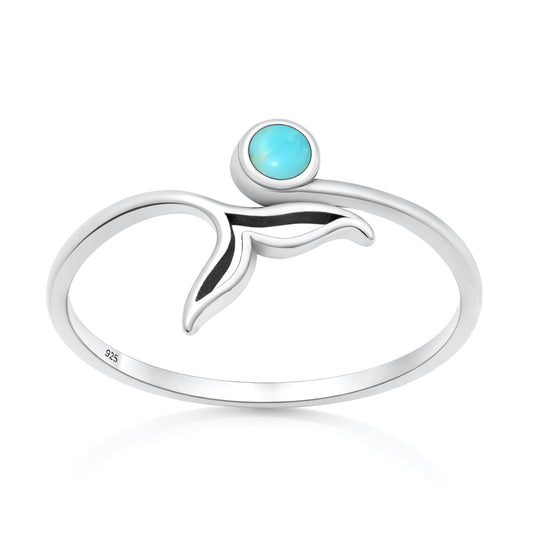Silver Stone Ring - Whale Tail