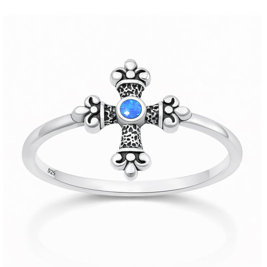 Silver Lab Opal - Medieval Cross