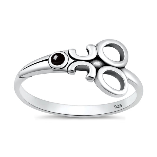 Silver Stone Ring - Scissors