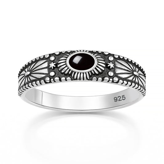 Silver Stone Ring - Sunburst