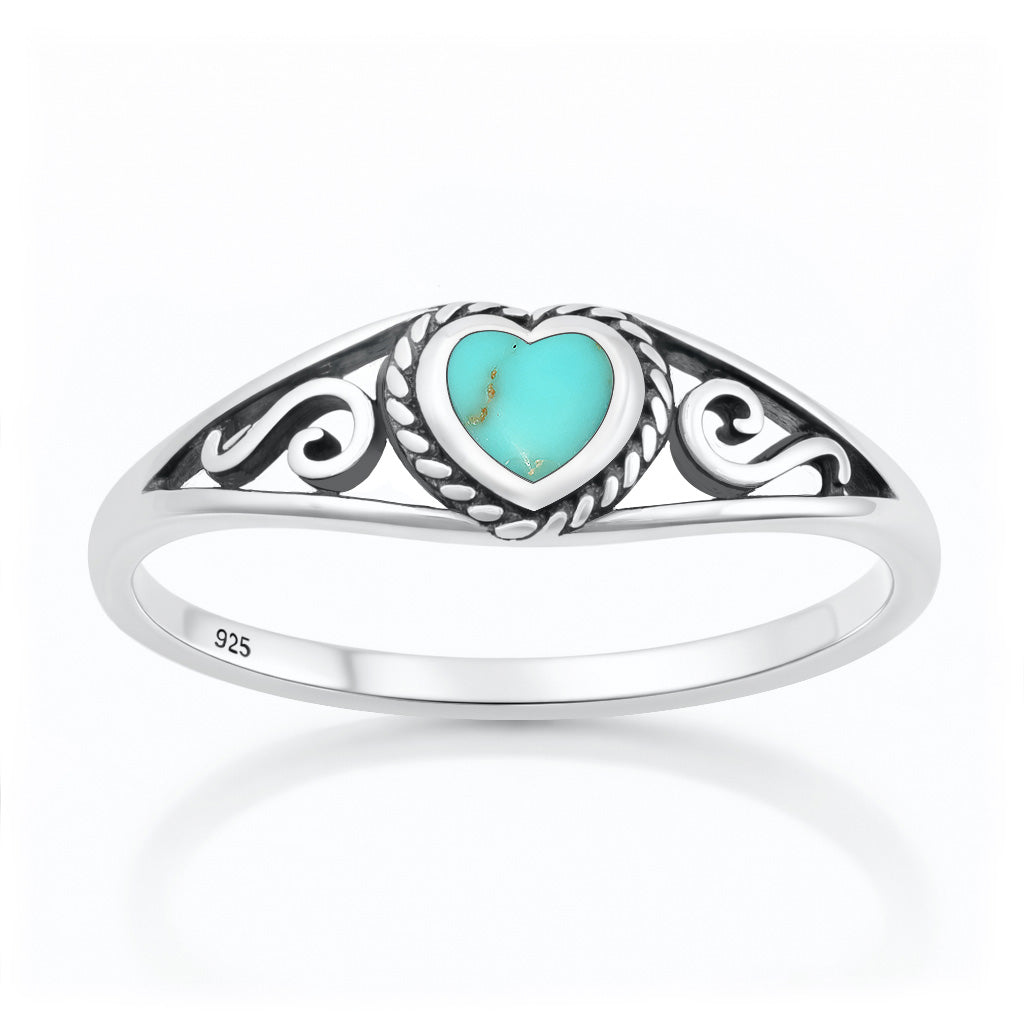 Silver Stone Ring - Heart