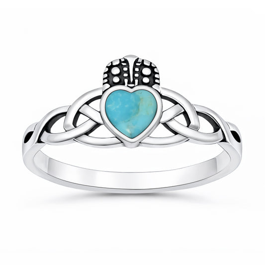 Silver Stone Ring - Claddagh
