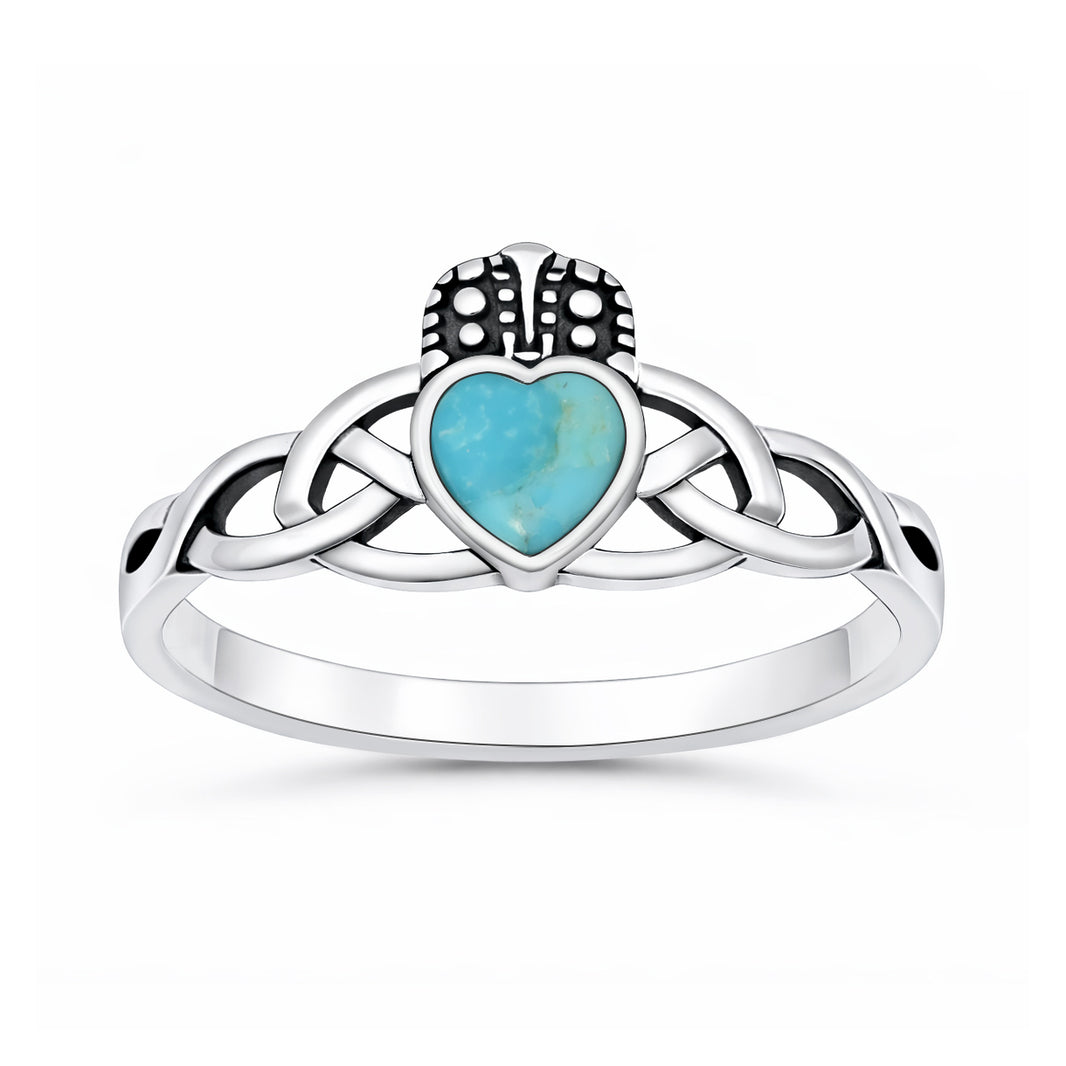 Silver Stone Ring - Claddagh