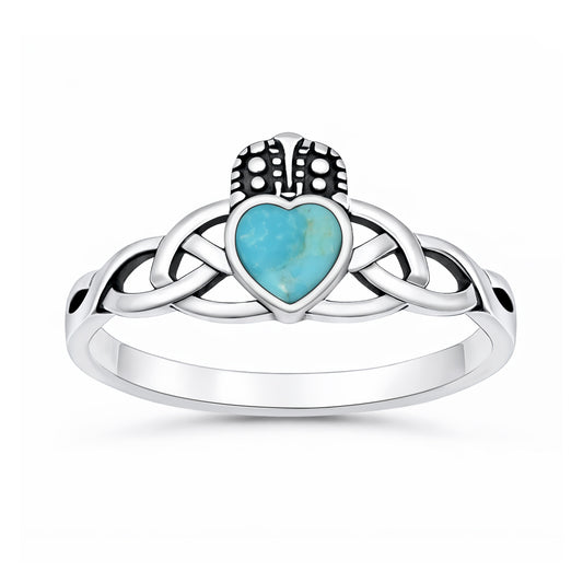 Silver Stone Ring - Claddagh