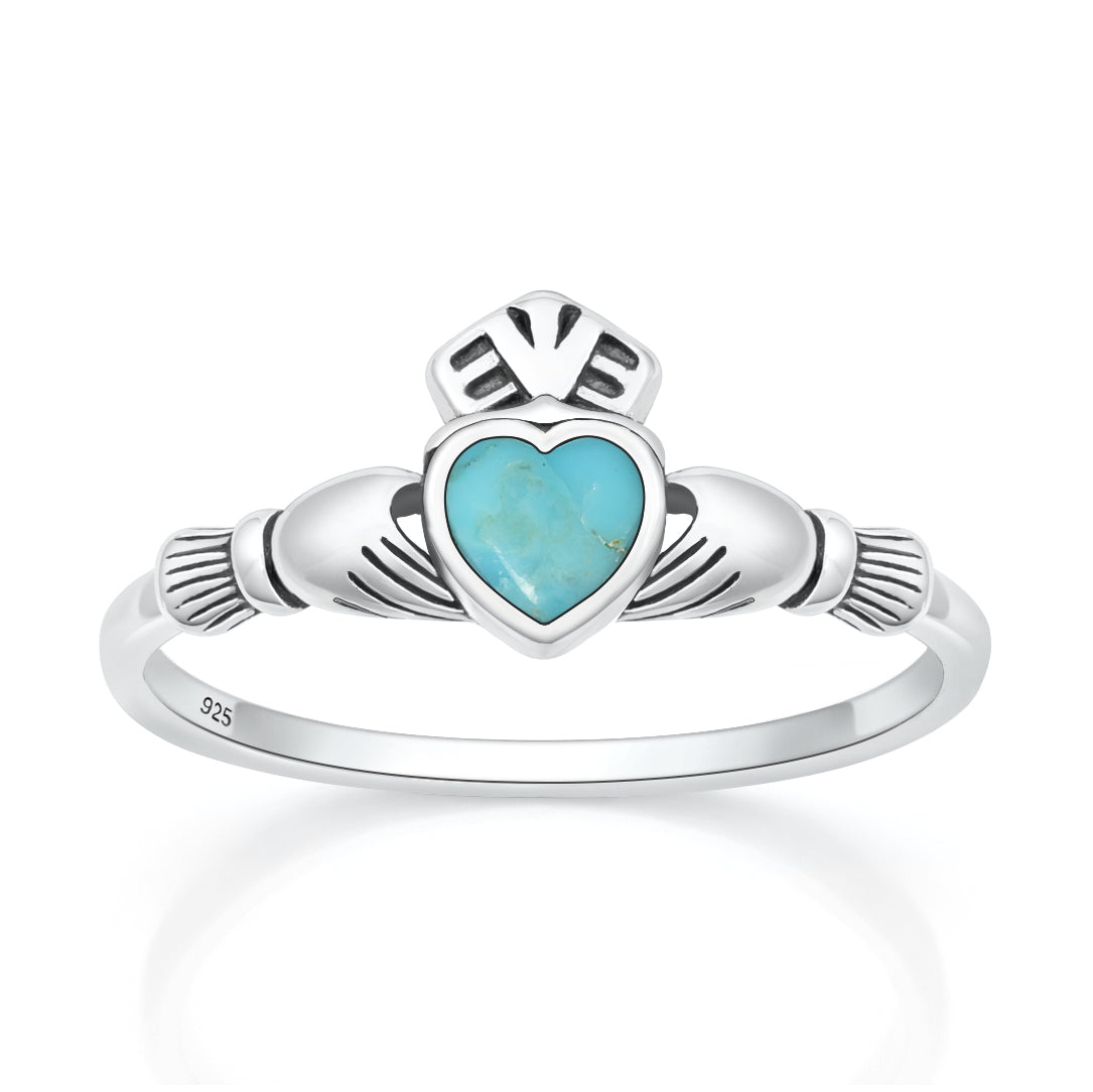 Silver Stone Ring - Claddagh