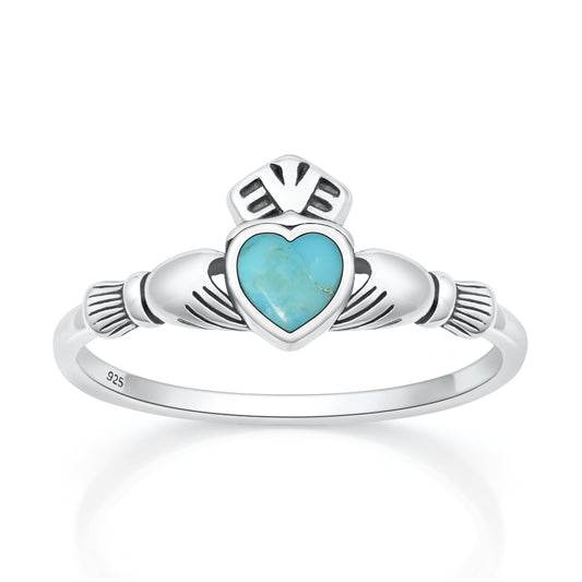 Silver Stone Ring - Claddagh