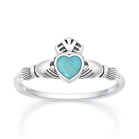 Silver Stone Ring - Claddagh