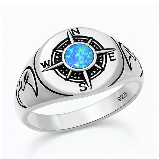 Silver Lab Opal Ring - Compass