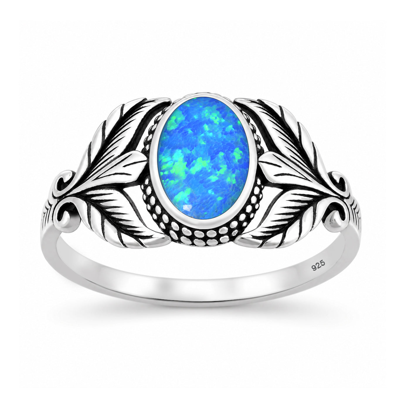 Silver Lab Opal Ring - Leaf