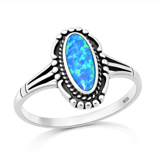 Silver Lab Opal Ring - Vintage Boho