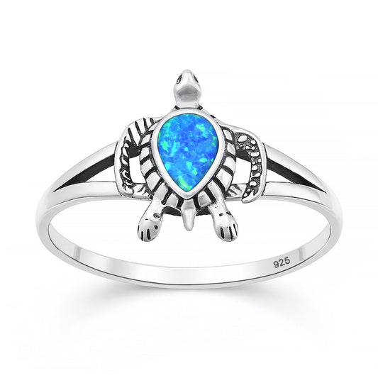 Silver Lab Opal Ring - Turtle