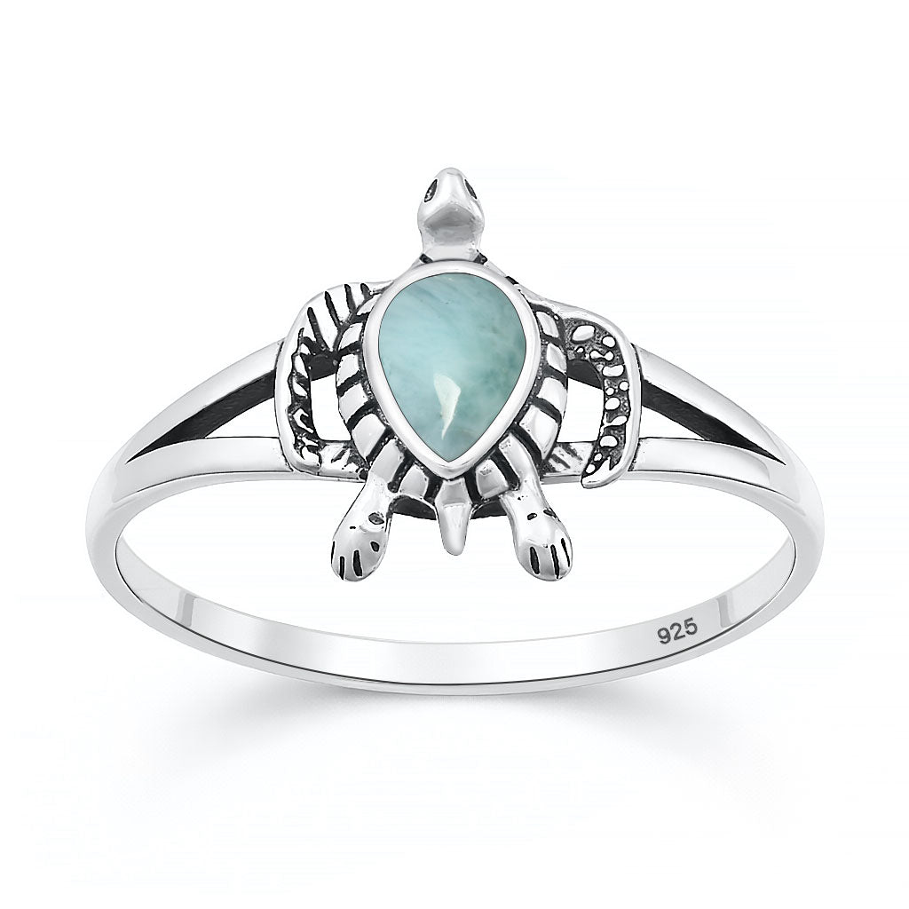 Silver Stone Ring - Turtle