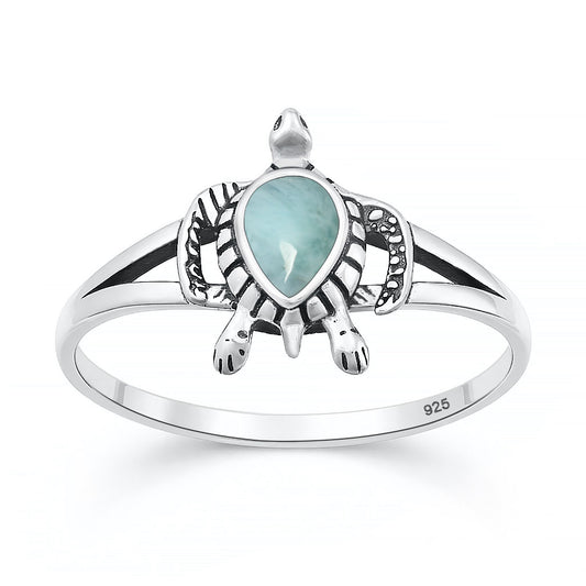 Silver Stone Ring - Turtle