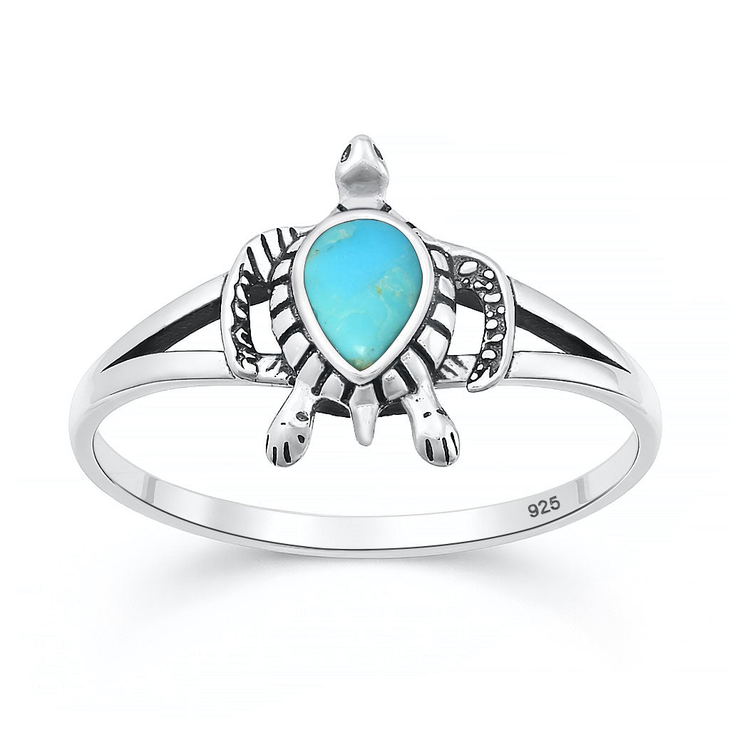 Silver Stone Ring - Turtle