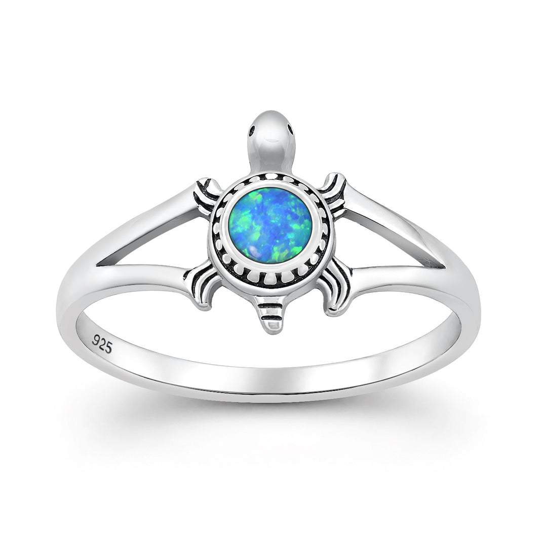 Silver Lab Opal Ring - Turtle