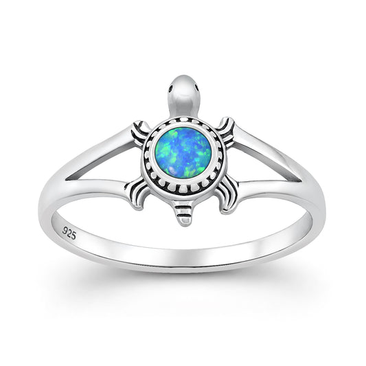 Silver Lab Opal Ring - Turtle