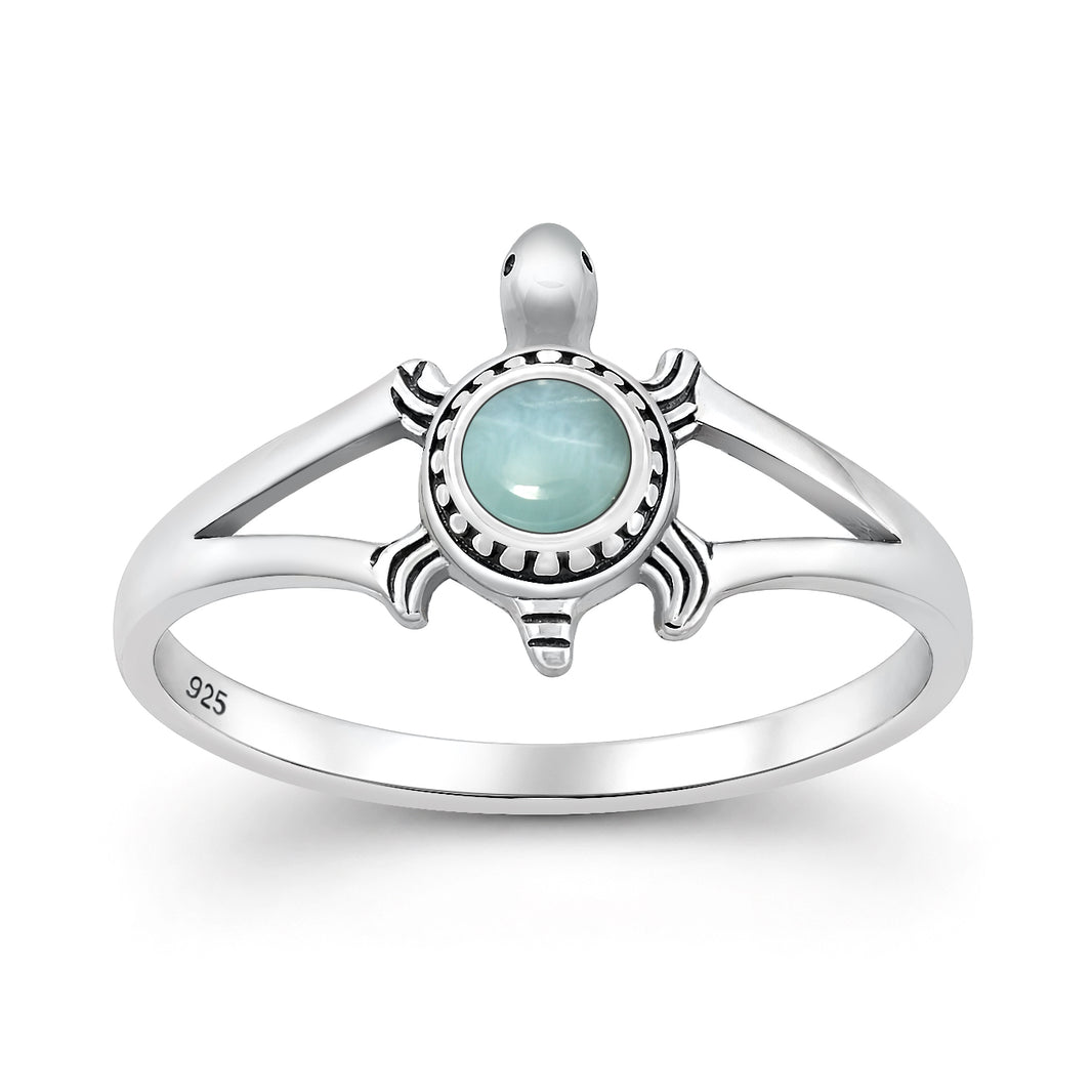 Silver Stone Ring - Turtle