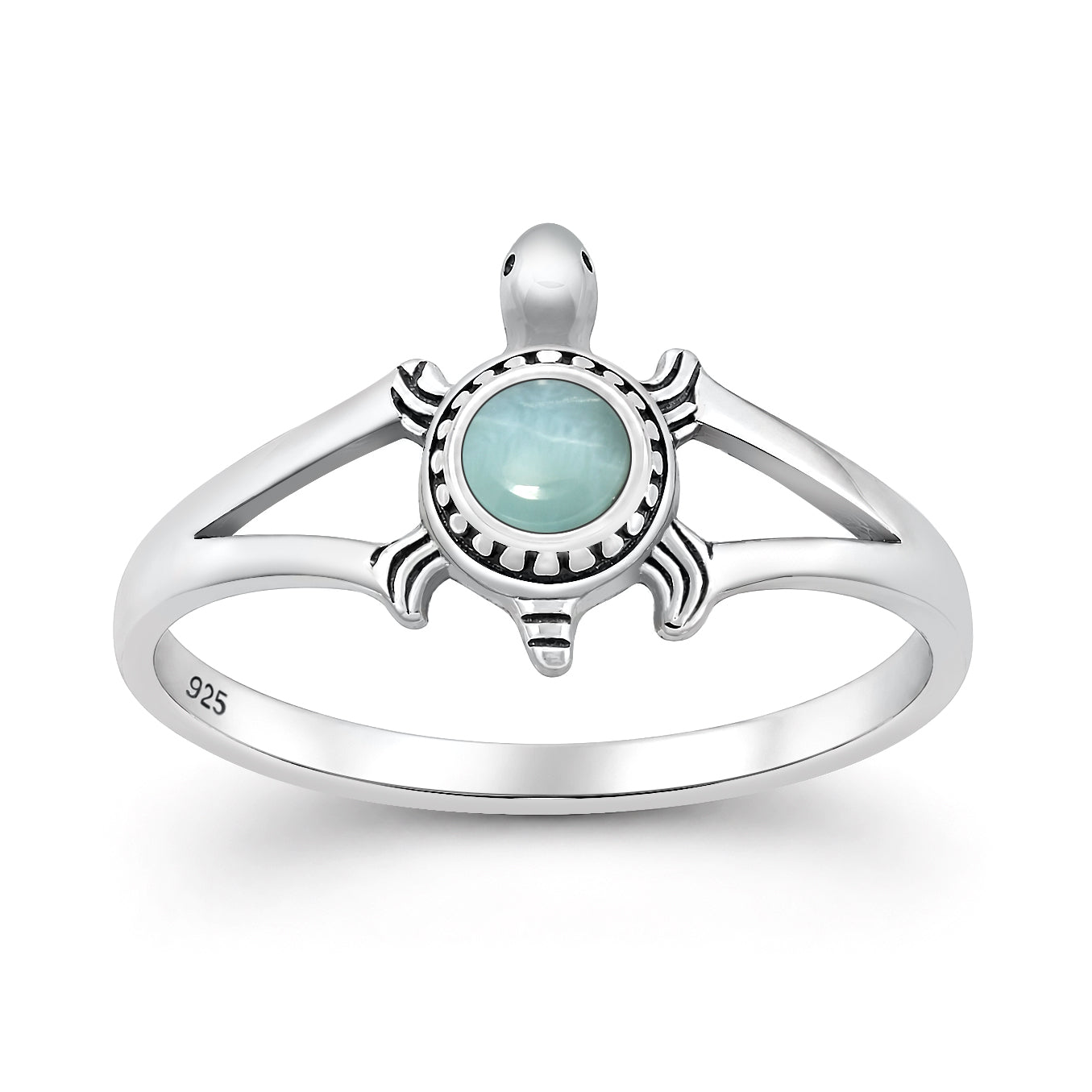 Silver Stone Ring - Turtle
