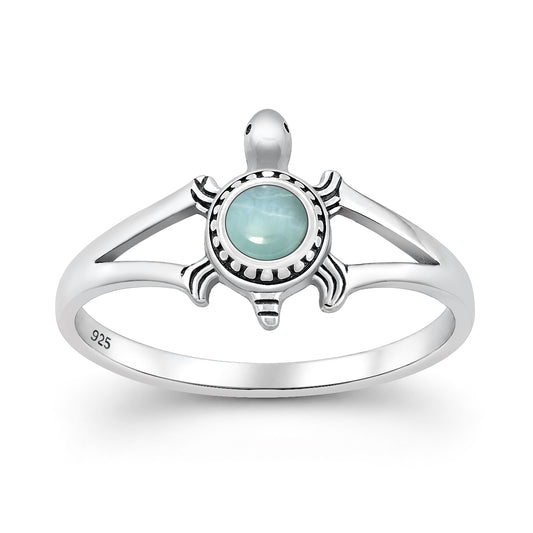 Silver Stone Ring - Turtle