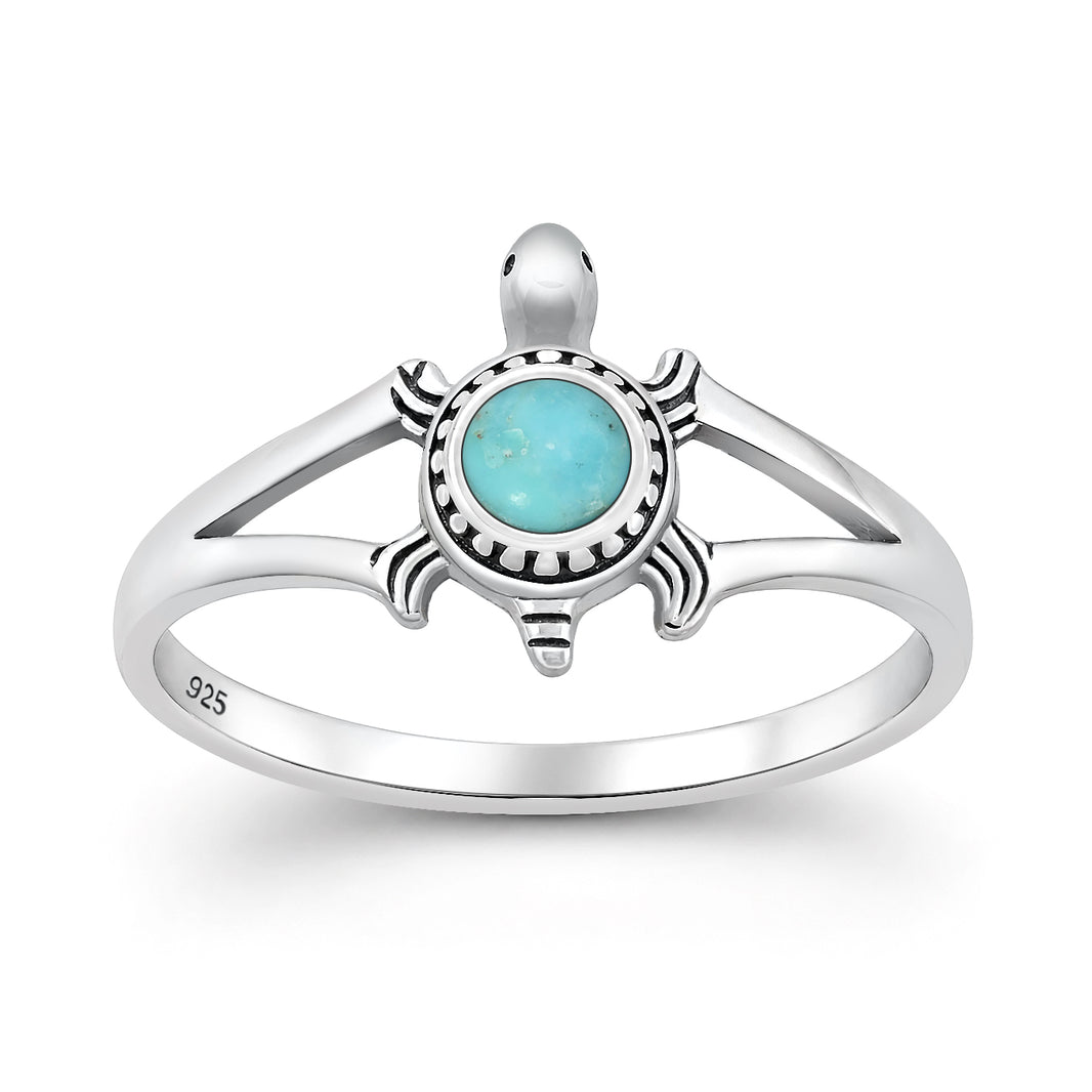 Silver Stone Ring - Turtle