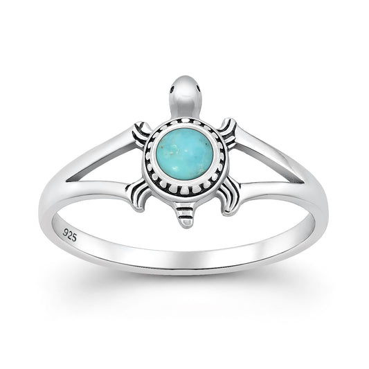Silver Stone Ring - Turtle