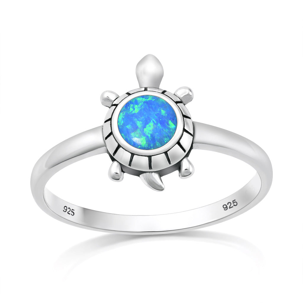 Silver Lab Opal Ring - Turtle