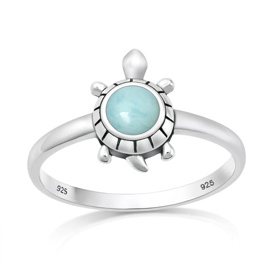 Silver Stone Ring - Turtle