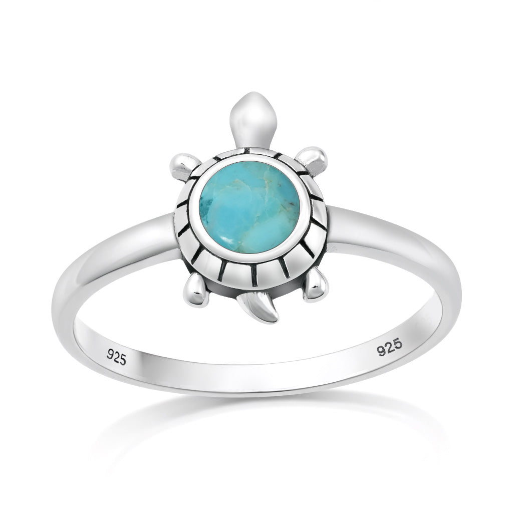 Silver Stone Ring - Turtle