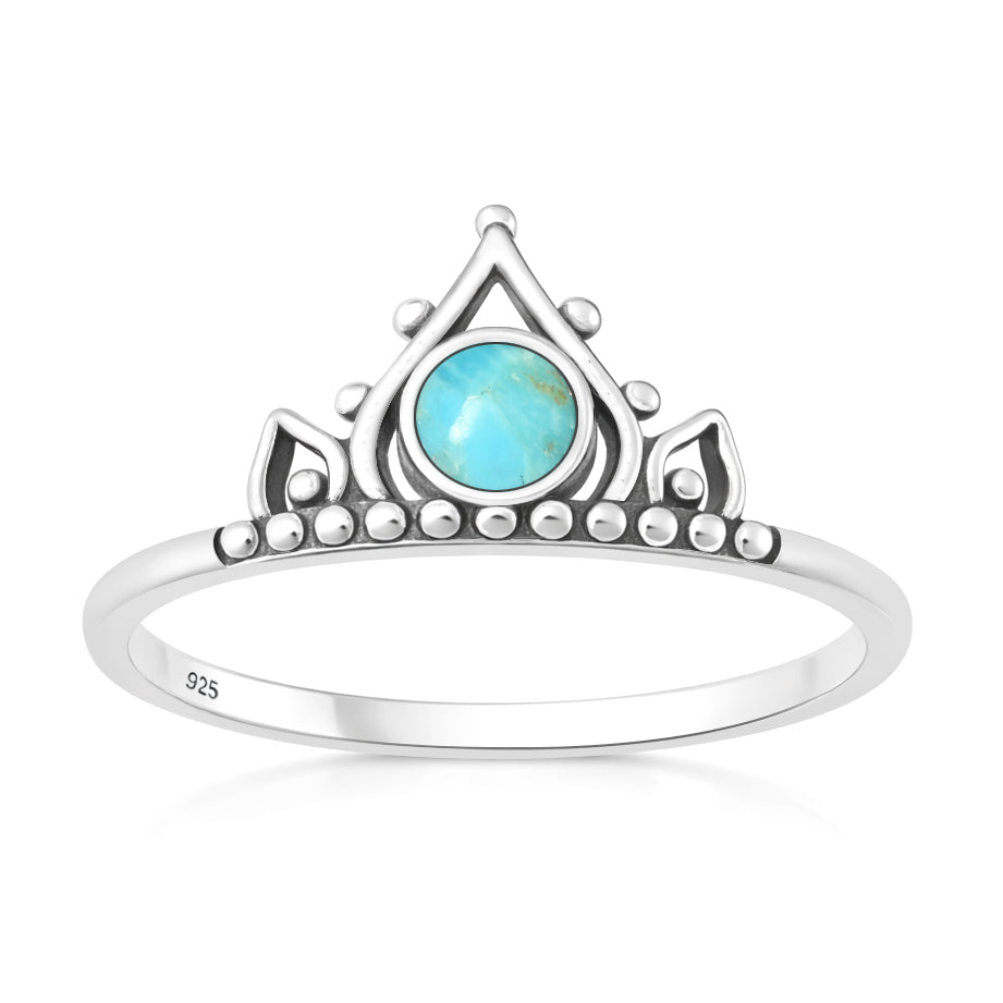 Silver Stone Ring - Boho Crown
