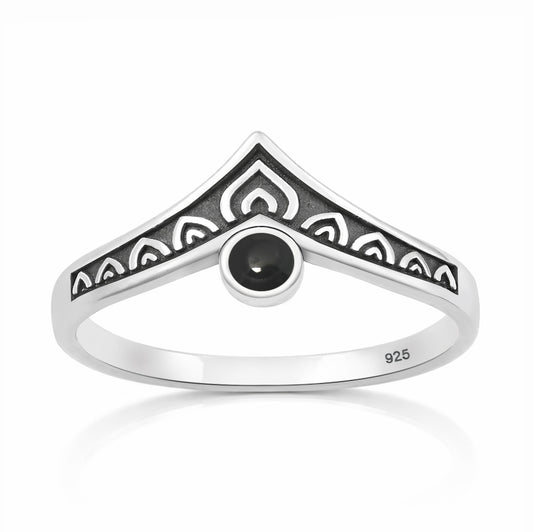 Silver Stone Ring - V Shaped
