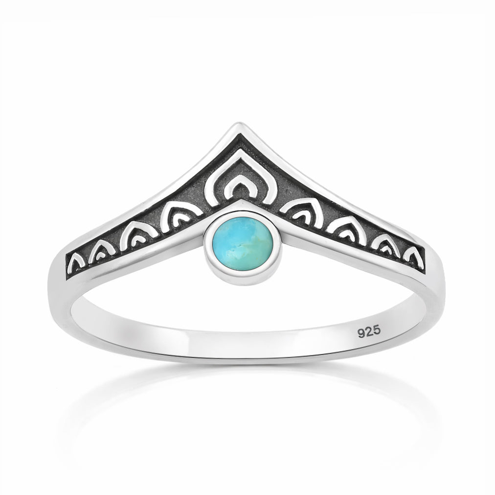 Silver Stone Ring - V Shaped