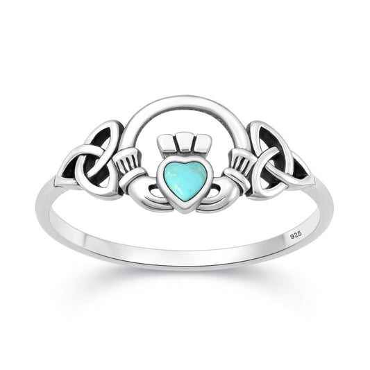 Silver Stone Ring - Claddagh