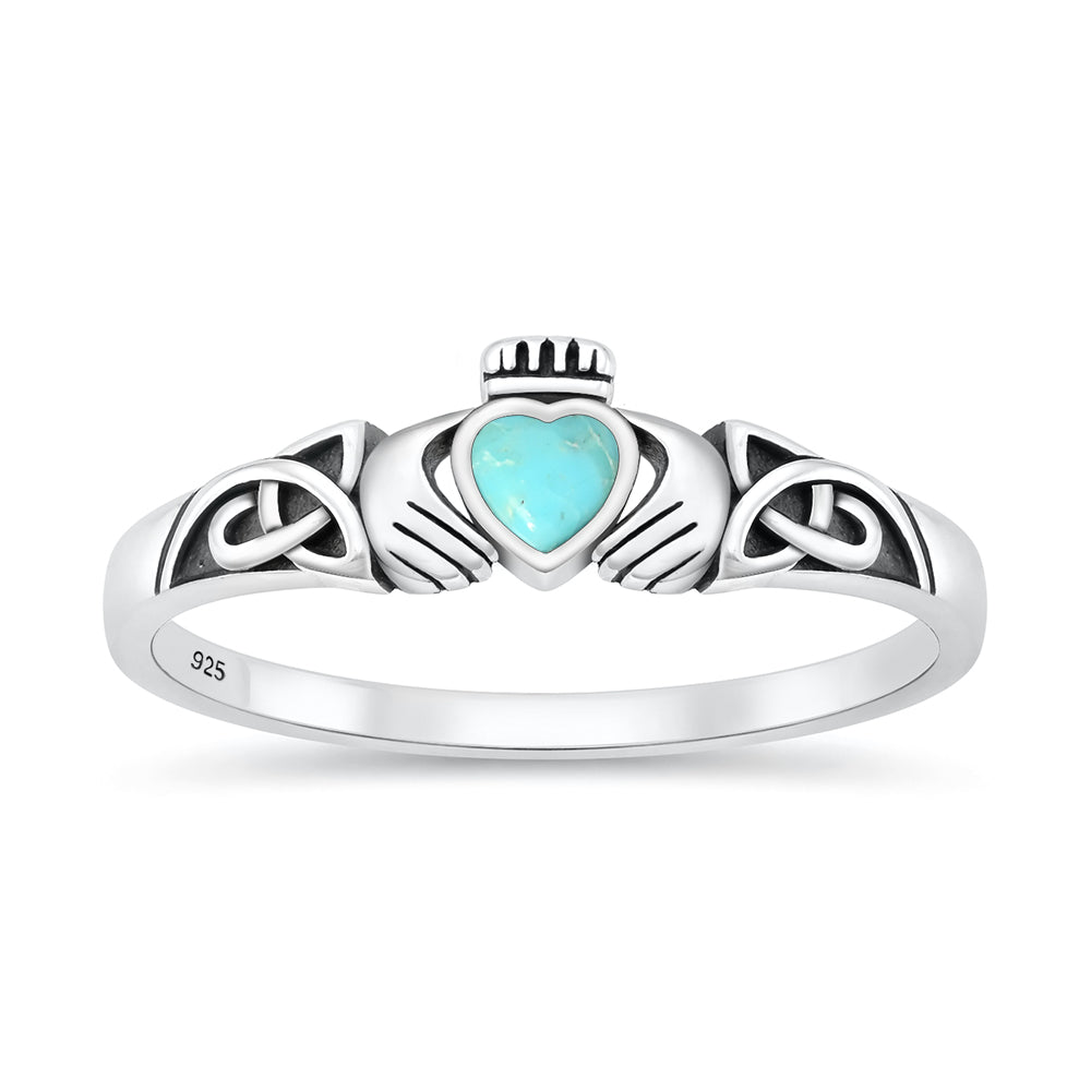 Silver Stone Ring - Claddagh