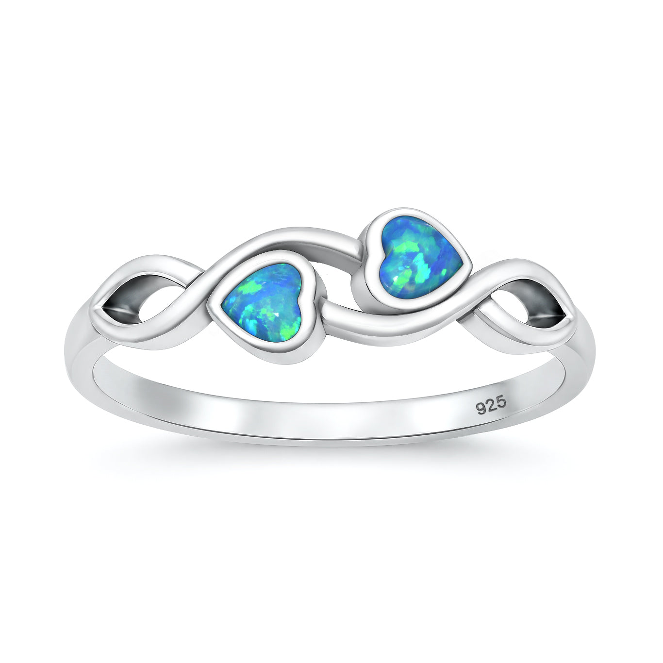 Silver Lab Opal Ring - Hearts