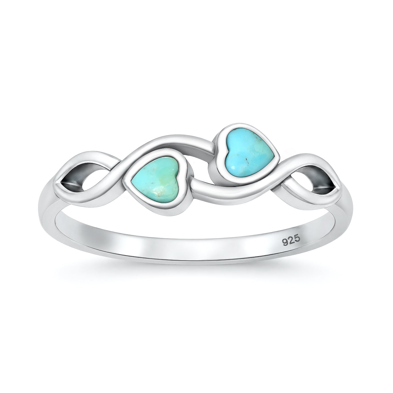 Silver Stone Ring - Hearts