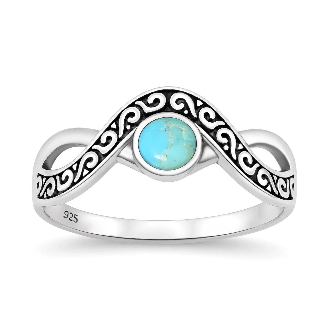 Silver Stone Ring - Tribal Wave
