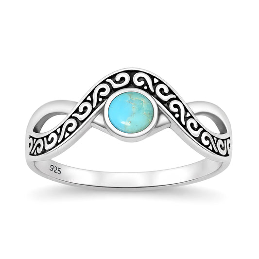 Silver Stone Ring - Tribal Wave