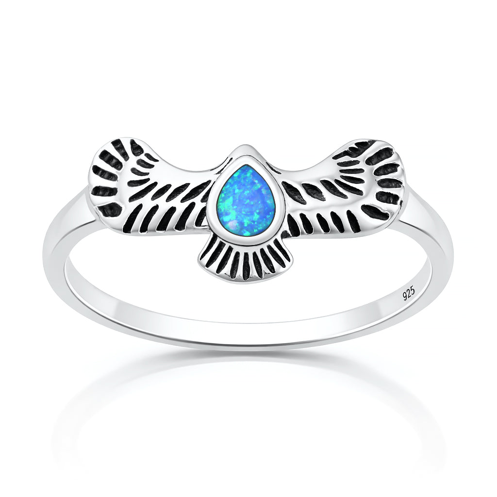 Silver Lab Opal Ring - Eagle
