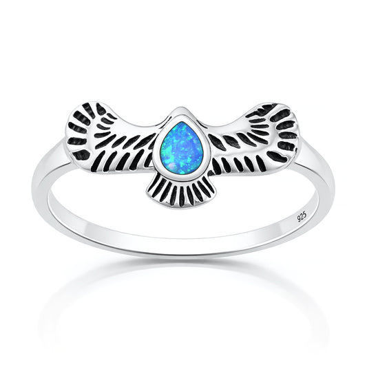 Silver Lab Opal Ring - Eagle