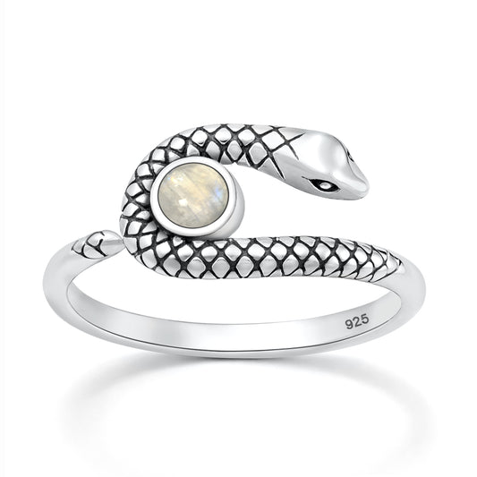 Silver Stone Ring - Snake