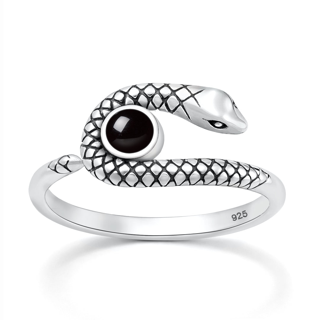 Silver Stone Ring - Snake
